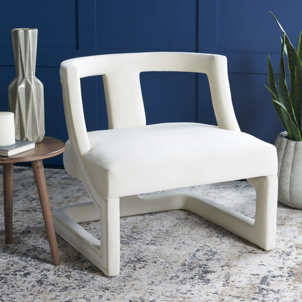 Safavieh Rhyes Accent Chair - Modern Sculptural Design In Luxurious Cream Velvet For Stylish Interiors ACH1300A