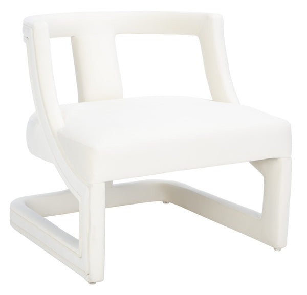 Safavieh Rhyes Accent Chair - Modern Sculptural Design In Luxurious Cream Velvet For Stylish Interiors ACH1300A