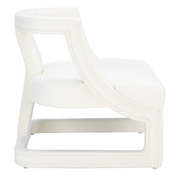 Safavieh Rhyes Accent Chair - Modern Sculptural Design In Luxurious Cream Velvet For Stylish Interiors ACH1300A
