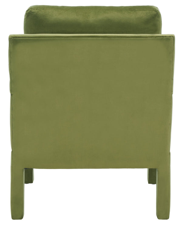 Safavieh Kye Stylish Accent Chair – Luxurious Velvet Upholstery, Modern Design For Chic Living Spaces & Comfort Olive Green ACH1301B