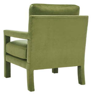 Safavieh Kye Stylish Accent Chair – Luxurious Velvet Upholstery, Modern Design For Chic Living Spaces & Comfort Olive Green ACH1301B