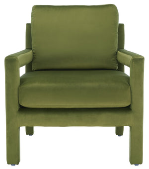 Safavieh Kye Stylish Accent Chair – Luxurious Velvet Upholstery, Modern Design For Chic Living Spaces & Comfort Olive Green ACH1301B