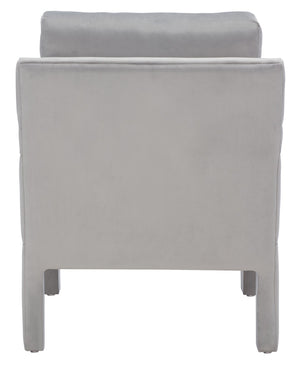 Safavieh Kye Stylish Accent Chair – Luxurious Velvet Upholstery, Modern Design For Chic Living Spaces & Comfort Grey ACH1301C