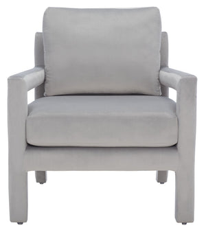 Safavieh Kye Stylish Accent Chair – Luxurious Velvet Upholstery, Modern Design For Chic Living Spaces & Comfort Grey ACH1301C