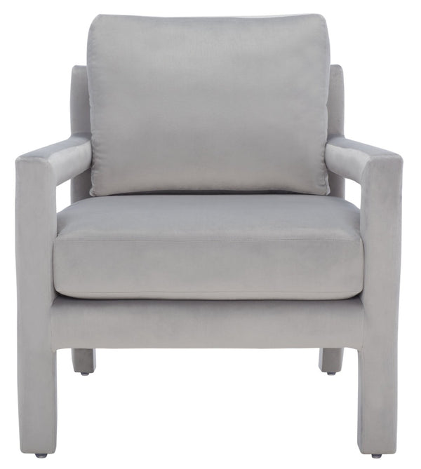 Safavieh Kye Stylish Accent Chair – Luxurious Velvet Upholstery, Modern Design For Chic Living Spaces & Comfort Grey ACH1301C