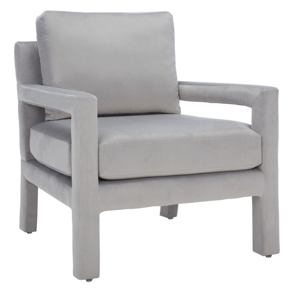 Safavieh Kye Stylish Accent Chair – Luxurious Velvet Upholstery, Modern Design For Chic Living Spaces & Comfort Grey ACH1301C