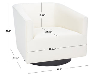 Safavieh Birdie Accent Chair In Cream – Stylish Square Design With Wood, Fabric, And Metal Accents Creme Wood,Fabric And Metal Ach1302a