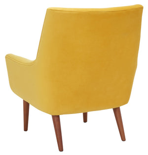 Safavieh Amina Accent Chair - Luxurious Velvet Mid-Century Design With Button Tufting For Modern Interiors Gold ACH1303A