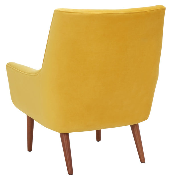 Safavieh Amina Accent Chair - Luxurious Velvet Mid-Century Design With Button Tufting For Modern Interiors Gold ACH1303A