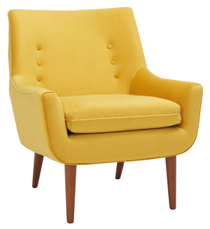 Safavieh Amina Accent Chair - Luxurious Velvet Mid-Century Design With Button Tufting For Modern Interiors Gold ACH1303A