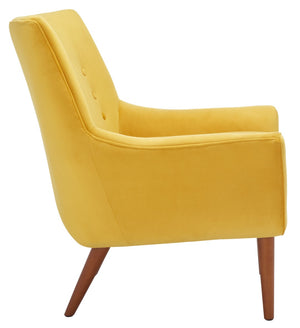 Safavieh Amina Accent Chair - Luxurious Velvet Mid-Century Design With Button Tufting For Modern Interiors Gold ACH1303A