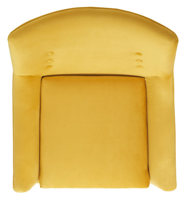 Safavieh Amina Accent Chair - Luxurious Velvet Mid-Century Design With Button Tufting For Modern Interiors Gold ACH1303A