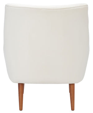 Safavieh Amina Accent Chair - Luxurious Velvet Mid-Century Design With Button Tufting For Modern Interiors Cream ACH1303B