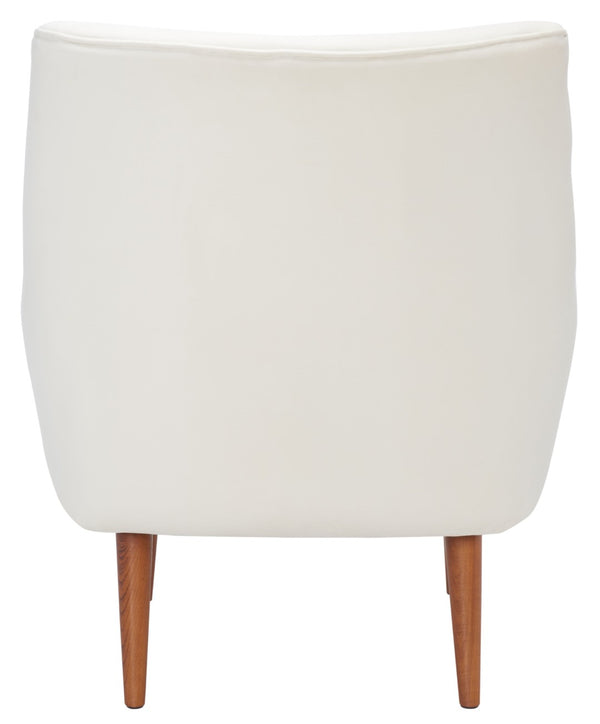 Safavieh Amina Accent Chair - Luxurious Velvet Mid-Century Design With Button Tufting For Modern Interiors Cream ACH1303B