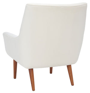 Safavieh Amina Accent Chair - Luxurious Velvet Mid-Century Design With Button Tufting For Modern Interiors Cream ACH1303B