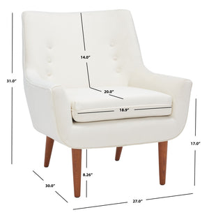 Safavieh Amina Accent Chair - Luxurious Velvet Mid-Century Design With Button Tufting For Modern Interiors Cream ACH1303B