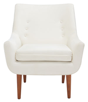 Safavieh Amina Accent Chair - Luxurious Velvet Mid-Century Design With Button Tufting For Modern Interiors Cream ACH1303B