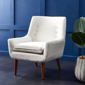 Safavieh Amina Accent Chair - Luxurious Velvet Mid-Century Design With Button Tufting For Modern Interiors Cream ACH1303B