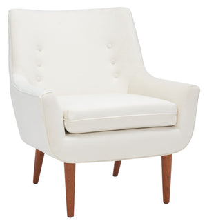 Safavieh Amina Accent Chair - Luxurious Velvet Mid-Century Design With Button Tufting For Modern Interiors Cream ACH1303B