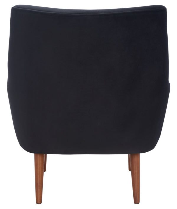 Safavieh Amina Accent Chair - Luxurious Velvet Mid-Century Design With Button Tufting For Modern Interiors Black ACH1303C