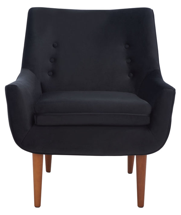 Safavieh Amina Accent Chair - Luxurious Velvet Mid-Century Design With Button Tufting For Modern Interiors Black ACH1303C