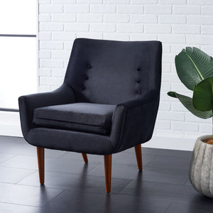 Safavieh Amina Accent Chair - Luxurious Velvet Mid-Century Design With Button Tufting For Modern Interiors Black ACH1303C