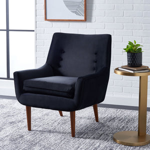 Safavieh Amina Accent Chair - Luxurious Velvet Mid-Century Design With Button Tufting For Modern Interiors Black ACH1303C