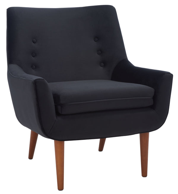 Safavieh Amina Accent Chair - Luxurious Velvet Mid-Century Design With Button Tufting For Modern Interiors Black ACH1303C