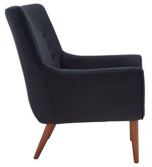 Safavieh Amina Accent Chair - Luxurious Velvet Mid-Century Design With Button Tufting For Modern Interiors Black ACH1303C
