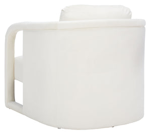 Safavieh Fifer Accent Chair In Cream – Stylish Square Design With Wood, Fabric & Metal For Modern Spaces Creme Wood,Fabric And Metal Ach1304a