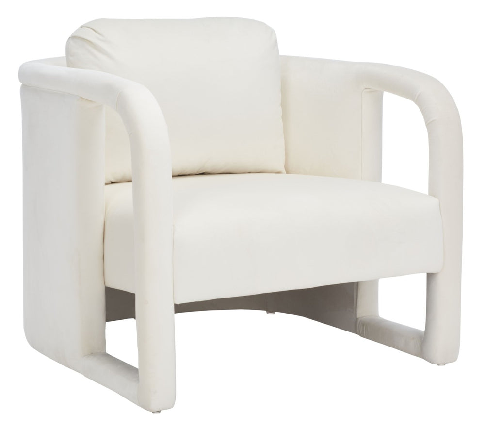 Safavieh Fifer Accent Chair - Modern Sculptural Design In Plush Cream Velvet For Stylish Comfort & Versatility ACH1304A