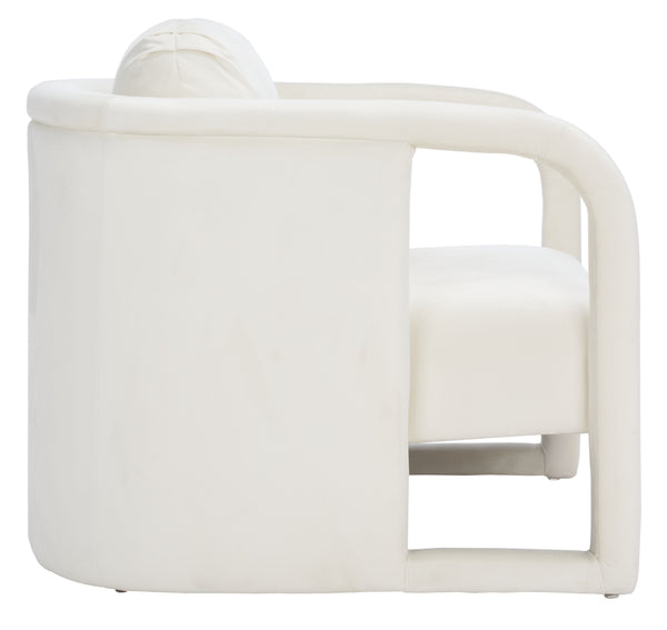 Safavieh Fifer Accent Chair In Cream – Stylish Square Design With Wood, Fabric & Metal For Modern Spaces Creme Wood,Fabric And Metal Ach1304a