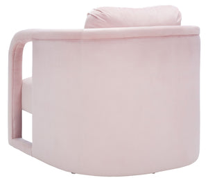 Safavieh Fifer Accent Chair - Plush Velvet Seating With Sculpted Arms For Modern Glam Living Spaces Light Pink ACH1304B