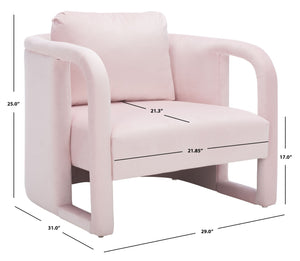 Safavieh Fifer Accent Chair - Plush Velvet Seating With Sculpted Arms For Modern Glam Living Spaces Light Pink ACH1304B