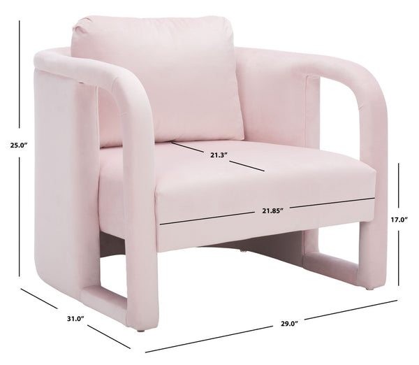 Safavieh Fifer Accent Chair - Plush Velvet Seating With Sculpted Arms For Modern Glam Living Spaces Light Pink ACH1304B