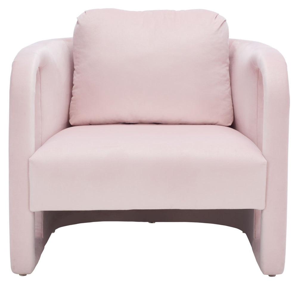 Safavieh Fifer Accent Chair - Plush Velvet Seating With Sculpted Arms For Modern Glam Living Spaces Light Pink ACH1304B