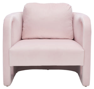 Safavieh Fifer Accent Chair - Plush Velvet Seating With Sculpted Arms For Modern Glam Living Spaces Light Pink ACH1304B
