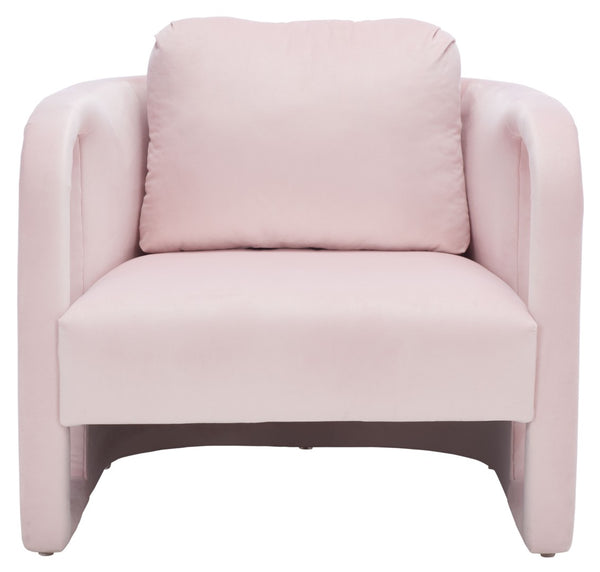 Safavieh Fifer Accent Chair - Plush Velvet Seating With Sculpted Arms For Modern Glam Living Spaces Light Pink ACH1304B