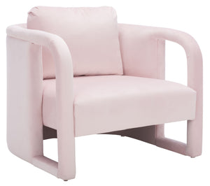 Safavieh Fifer Accent Chair - Plush Velvet Seating With Sculpted Arms For Modern Glam Living Spaces Light Pink ACH1304B