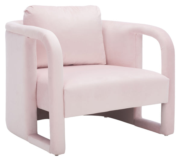 Safavieh Fifer Accent Chair - Plush Velvet Seating With Sculpted Arms For Modern Glam Living Spaces Light Pink ACH1304B