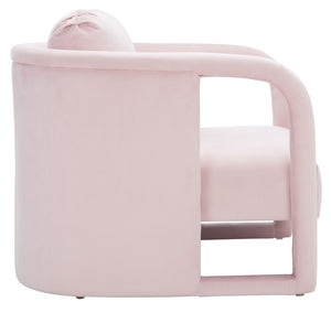 Safavieh Fifer Accent Chair - Plush Velvet Seating With Sculpted Arms For Modern Glam Living Spaces Light Pink ACH1304B