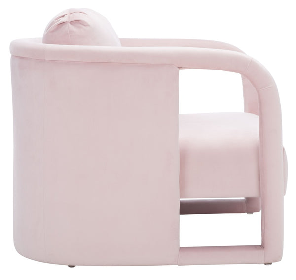 Safavieh Fifer Accent Chair - Plush Velvet Seating With Sculpted Arms For Modern Glam Living Spaces Light Pink ACH1304B