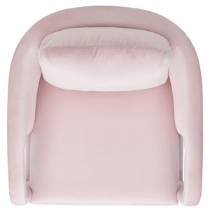 Safavieh Fifer Accent Chair - Plush Velvet Seating With Sculpted Arms For Modern Glam Living Spaces Light Pink ACH1304B