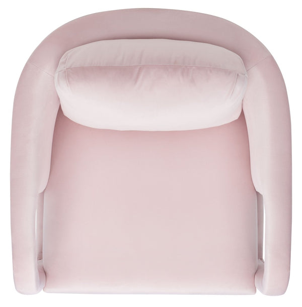 Safavieh Fifer Accent Chair - Plush Velvet Seating With Sculpted Arms For Modern Glam Living Spaces Light Pink ACH1304B