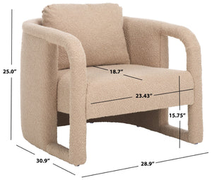 Safavieh Fifer Accent Chair - Plush Velvet Seating With Sculpted Arms For Modern Glam Living Spaces Tan ACH1304C