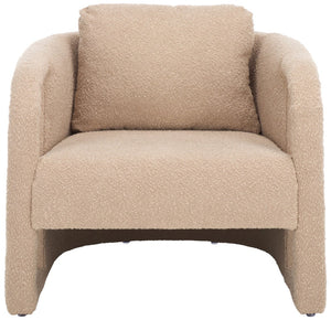Safavieh Fifer Accent Chair - Plush Velvet Seating With Sculpted Arms For Modern Glam Living Spaces Tan ACH1304C