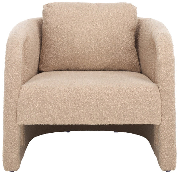 Safavieh Fifer Accent Chair - Plush Velvet Seating With Sculpted Arms For Modern Glam Living Spaces Tan ACH1304C