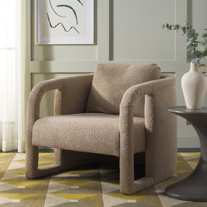 Safavieh Fifer Accent Chair - Plush Velvet Seating With Sculpted Arms For Modern Glam Living Spaces Tan ACH1304C
