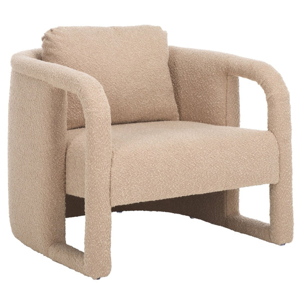 Safavieh Fifer Accent Chair - Plush Velvet Seating With Sculpted Arms For Modern Glam Living Spaces Tan ACH1304C