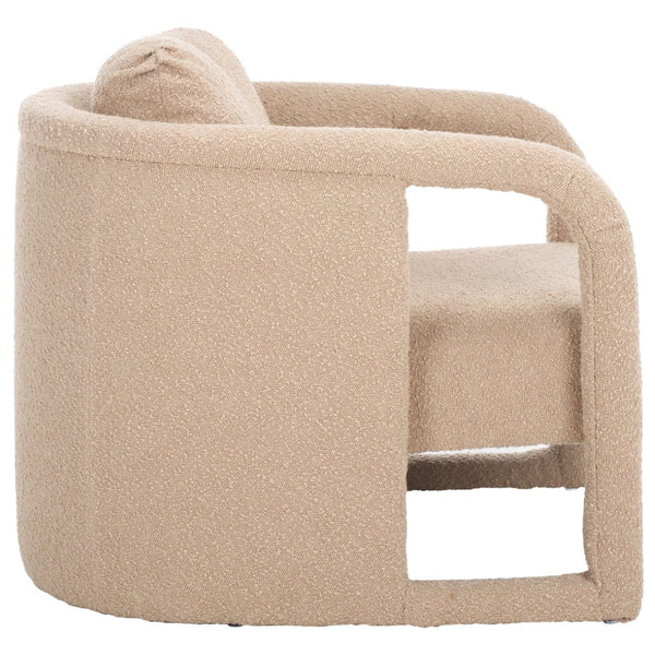 Safavieh Fifer Accent Chair - Plush Velvet Seating With Sculpted Arms For Modern Glam Living Spaces Tan ACH1304C